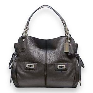 LIKE NEW! Coach Dark Slate Buffalo Leather Large Chelsea Hobo Shoulder Bag